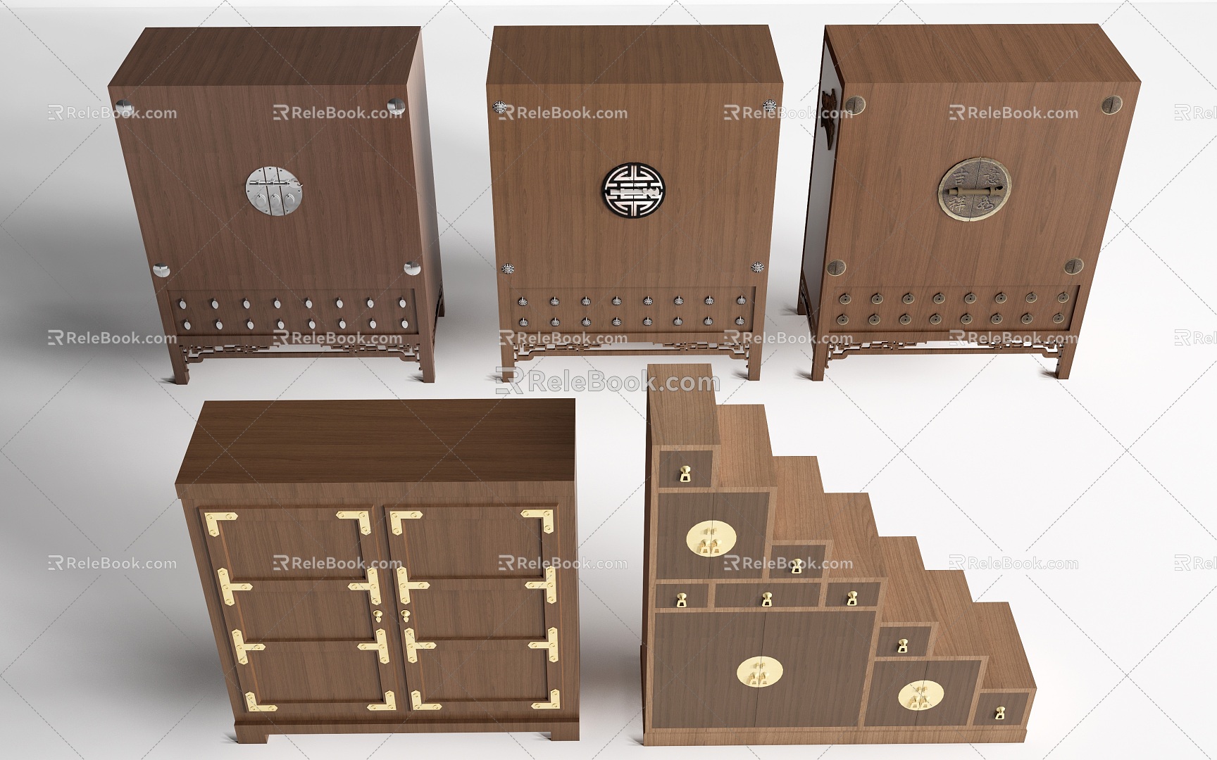 Chinese Style Locker Vintage Cabinet Traditional Cabinet 3d model