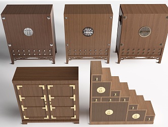 Chinese Style Locker Vintage Cabinet Traditional Cabinet 3d model