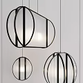 Modern Geometric Pendant Lights With Black Metal Frame And Transparent Shade Design