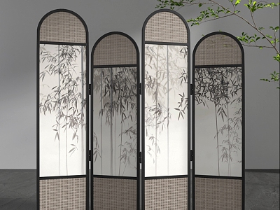 New Chinese-style Rattan Bamboo Screen Partition model