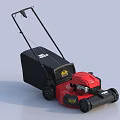 Red And Black Lawn Mower Agricultural Equipment With Push Handle Grass Collection Box And Engine