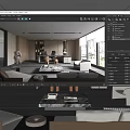 Modern Office Interior With Large Windows City View Desk Coffee Table Sofa And Bookshelf