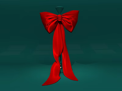 Elegant Decorative Ornament Set With Red Bow On Stand And Green Background 3d model