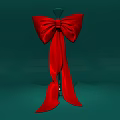 Elegant Decorative Ornament Set With Red Bow On Stand And Green Background