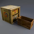Closed Wooden Crate With Logo And Open Empty Storage Box Design
