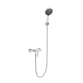 Sleek Chrome Handheld Shower Head With Adjustable Spray Settings And Flexible Hose