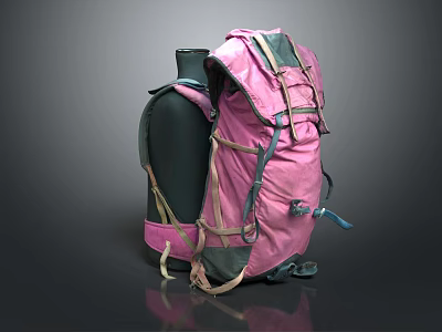 Stylish Pink Backpack With Adjustable Straps And Multiple Compartments Design 3d model