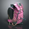 Stylish Pink Backpack With Adjustable Straps And Multiple Compartments Design 3d model