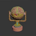 Industrial Mechanical Spherical Structure With Red Pipes Yellow Section And Orange Base