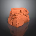 Orange Cracked Rock Scene Component 3D Model With Stacked Layers And Textures 3d model