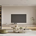 Modern Living Room Interior With Beige Sofa Marble Coffee Table And Abstract Painting