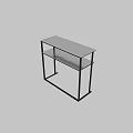 Modern Minimalist Dining Table With Black Metal Frame And Two Tiered Sleek Surface