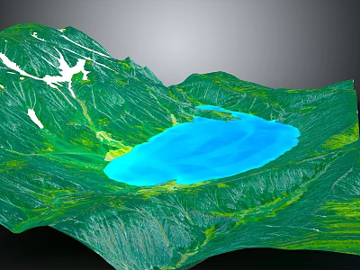 Scenic Mountain Landscape With Lush Green Mountains And Clear Blue Lake 3d model