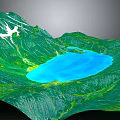 Scenic Mountain Landscape With Lush Green Mountains And Clear Blue Lake
