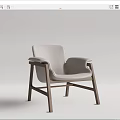 Modern Lounge Chair With Light Fabric Upholstery And Natural Wooden Frame