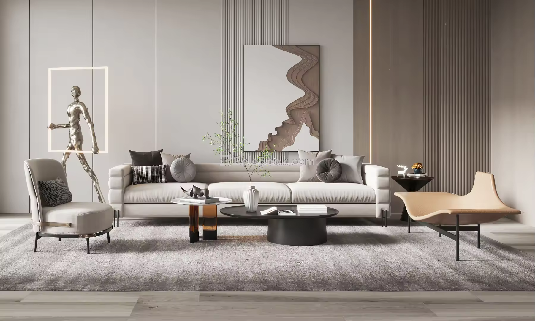 Modern sofa coffee table combination 3d model