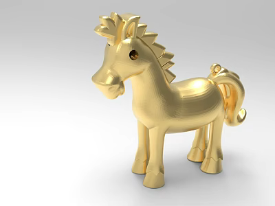 Golden Pony Decorative Ornament Set With Elegant Design For Home Decor 3d model
