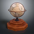 Classic Decorative Globe Ornament Set with Octagonal Wooden Base and Metal Stand