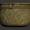 Intricate Metal Carved Sculpture With Ornate Patterns Decorative Container Design And Shiny Surface