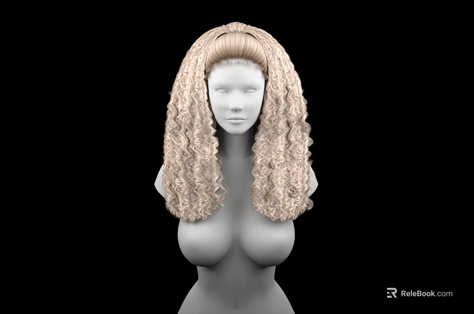 Game Movie Character With Long Blonde Curly Hair And Elegant Hairstyle Design 3d model 