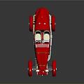 Vintage Red Convertible Sports Car With White Seats And Silver Wheels On Reflective Background
