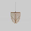 Modern Wooden Chandelier With Geometric Strip Design And Home Interior Decoration