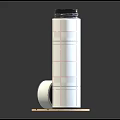 Sleek Modern Stainless Steel Tumbler with White Body Black Lid and Cylindrical Design