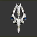Futuristic Spacecraft 3D Model With White Blue Red Sleek Design And Mechanical Structure