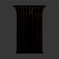 Modern Black Metal Trash Can With Vertical Stripes And Round Top Design