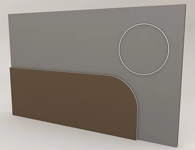 Stylish Background Wall With Gray And Brown Two Tone Sections And Circular Metal Ring Accent 3d model