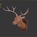 Realistic Deer Head Mount With Large Antlers And Orange Brown For Wall Decoration