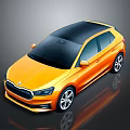 Orange Hatchback Car With Black Roof Silver Alloy Wheels And Modern Front Grille