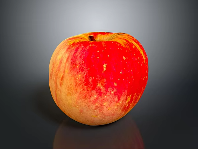 Fresh Ripe Red and Yellow Apple with Smooth Skin on Dark Background 3d model