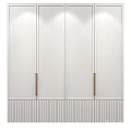 Modern White Wardrobe Interior Design With Wooden Handles And Striped Base