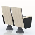 Two Modern Theater Seats With Wooden Backrest And Black Armrests