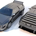 Two Vintage Black Sports Cars With Streamlined Body Tail Wing And Rear Grille Design