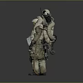 Tactical Astronaut Gear With Backpack Weapons Helmet And Mechanical Parts