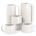 Rustic Terracotta Ceramic Vessels Set With Handcrafted Texture Various Sizes Mugs And Pitcher