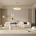 Modern Living Room Interior Design With White Sofa Coffee Table And Chandelier