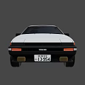 Vintage White Toyota AE86 Two Door Coupe With Bright Headlights And Retro Styling