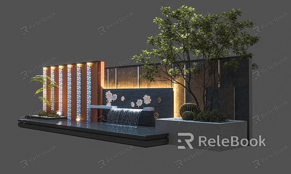 Modern stacked landscape wall entrance landscape wall straight landscape wall model