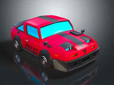 Children's Red Cartoon Toy Car With Fun Design And Playful Features For Kids 3d model