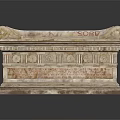 Ancient Marble Sarcophagus With Decorative Carvings SORD Inscription And Ornate Base