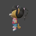 Cartoon Cat Game Character Waving Hand With Black Short Hair Red Top And Blue Shorts