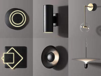 Modern Wall Lamps Featuring Contemporary Designs Unique Shapes LED Lighting and Metal Glass Materials 3d model