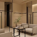 Minimalist Modern Clothing Store Interior With Beige Walls Hanging Racks Black Furniture And Plant Decor