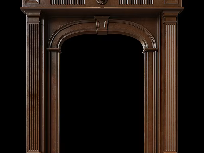 Elegant Classical Wooden Door Arch With Intricate Carvings And Decorative Columns 3d model