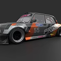 Gray and Orange Race Car with Number 55 ATIRA FR Sponsors and Racing Wheels
