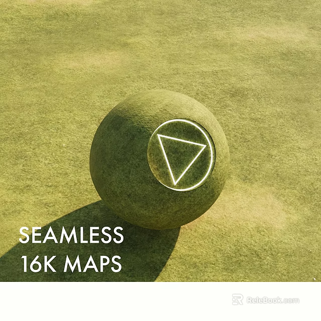 Lush Ground Cover Surface Featuring Green Sphere White Triangle Symbol Seamless 16K Maps 3d model 
