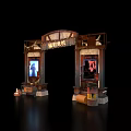 Radiation Crisis Themed Event Entrance With Screens Showing Figure Warning Sign Wooden Barrels And Ropes